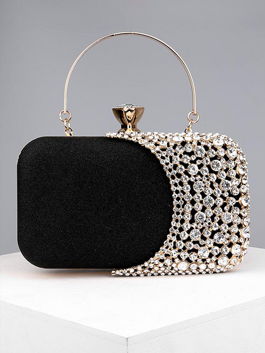 Black Diamond Encrusted Evening Bag by Stylish Polish 