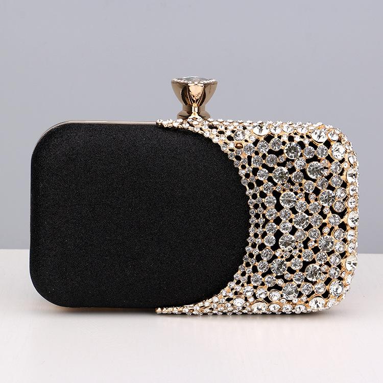 Black Diamond Encrusted Evening Bag by Stylish Polish 