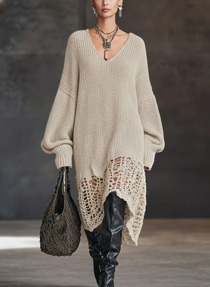 Charcoal V-Neck Knit Mesh Midi Dress by Stylish Polish 