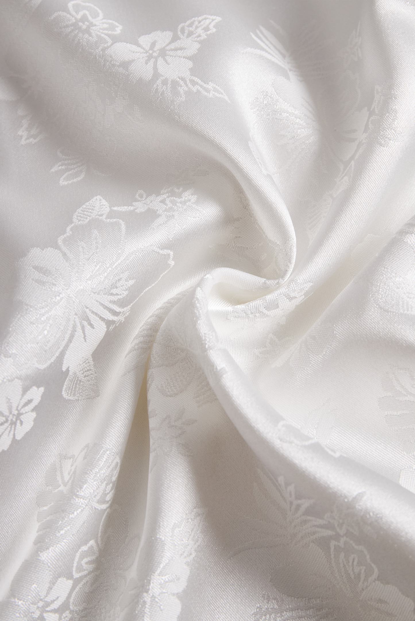 Elegant Ivory Satin Jacquard Shirt by Stylish Polish 