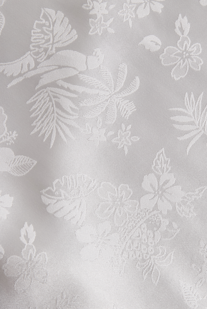 Elegant Ivory Satin Jacquard Shirt by Stylish Polish 