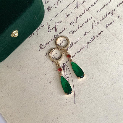 Emerald Green Drop Crystal Earrings by Stylish Polish 