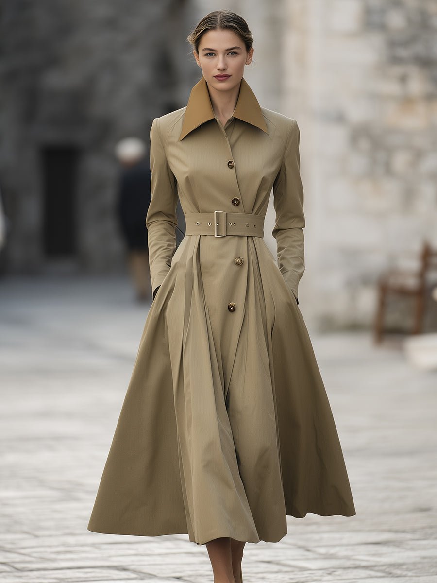 Signature Camel Trench Coat Dress by Stylish Polish 