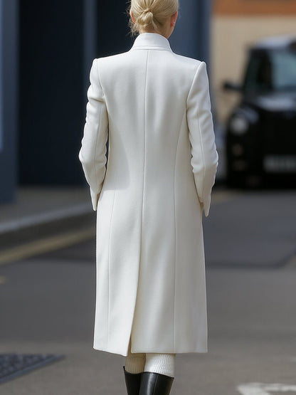 White Double Breasted Gold Button Coat by Stylish Polish 