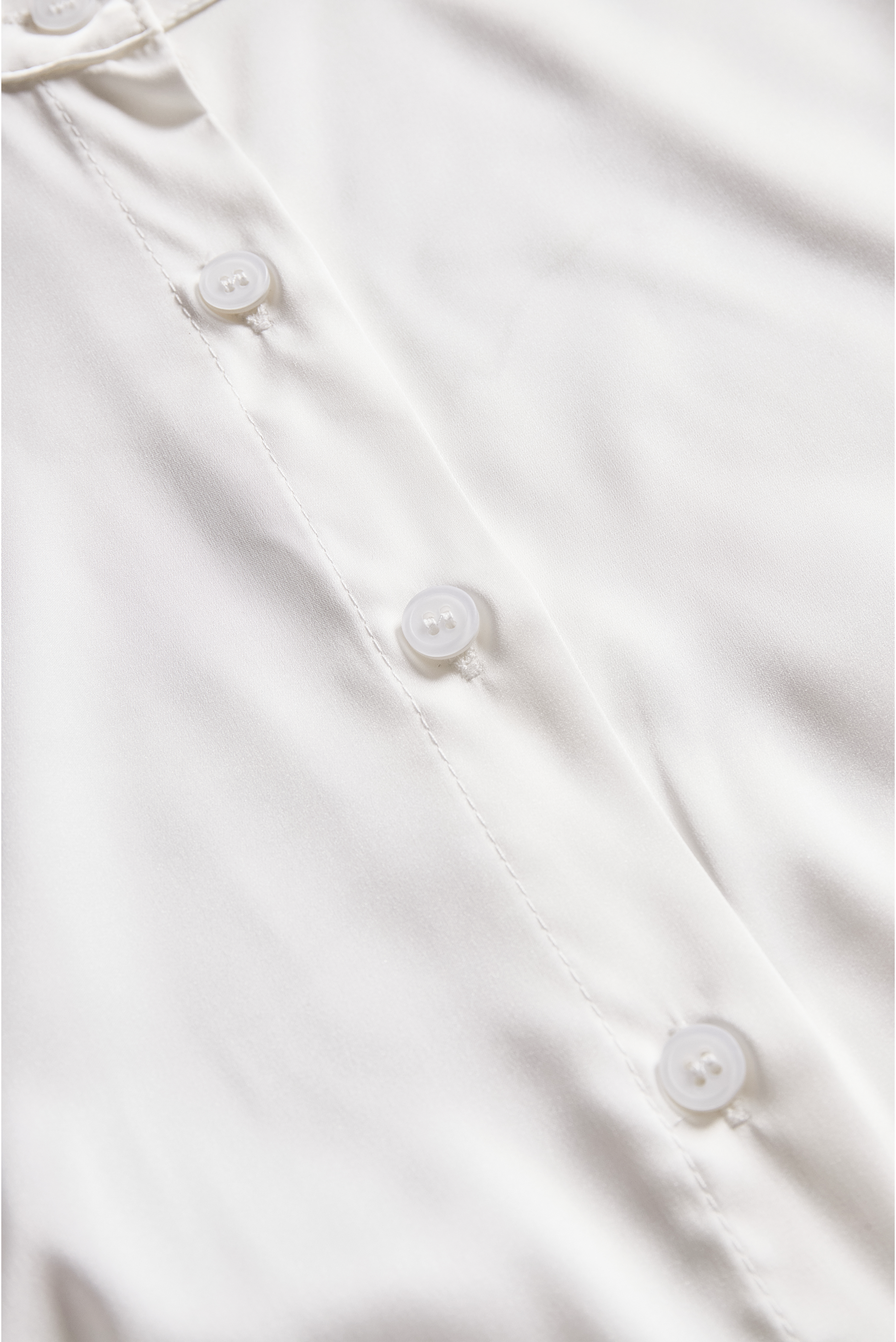 White Silk Satin Band Collar Blouse by Stylish Polish 